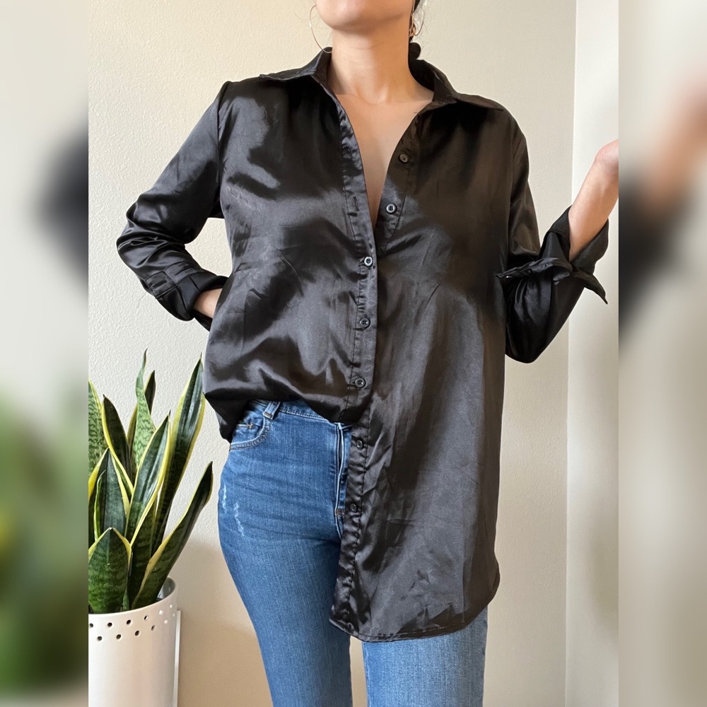 Black silky shirt